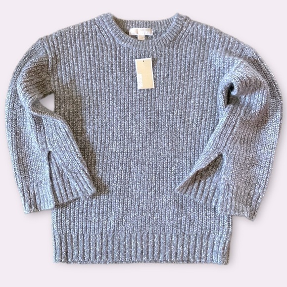 Michael MICHAEL KORS derby heather gray ribbed knit sweater - Picture 1 of 15